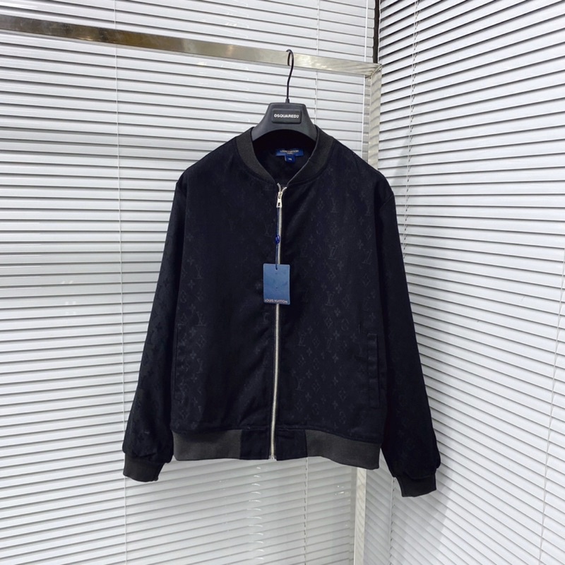 Áo khoác bò denim jacket nam nữ khoá zip dệt hoạ tiết vân hoa chữ logo dày dặn sang trọng