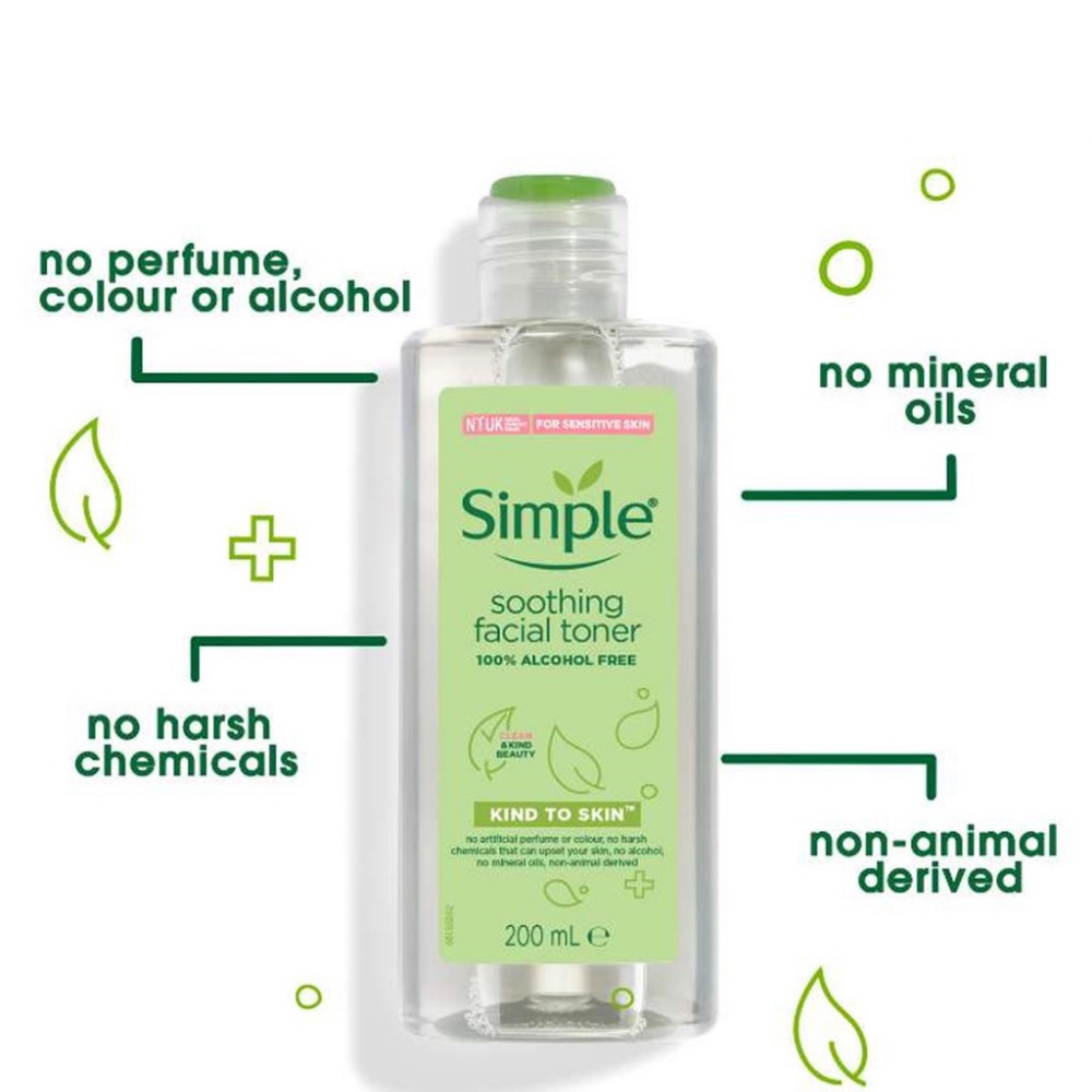 Nước hoa hồng Simple Toner cân bằng dịu nhẹ Simple Soothing Facial Toner cân bằng ẩm cho da nhạy cảm 200ml