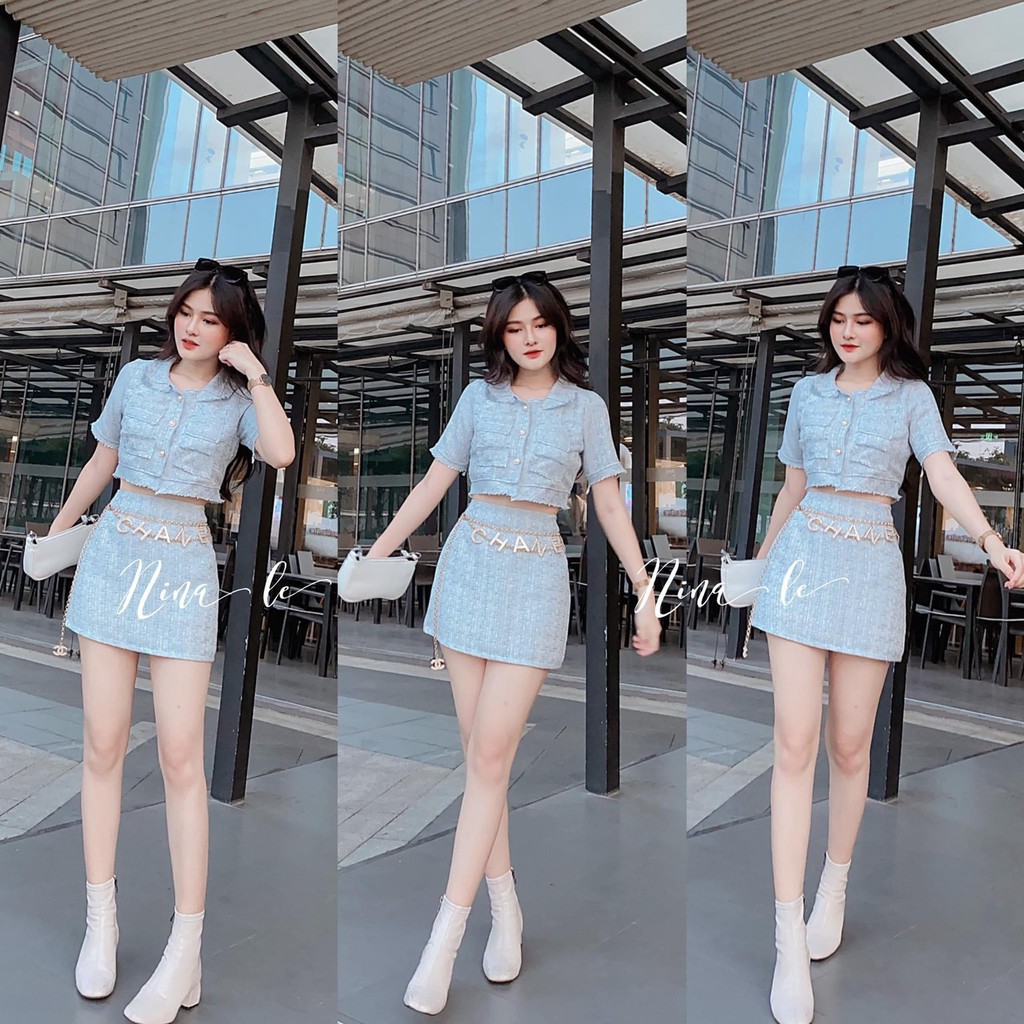 Set Dạ Cúc Ngọc Túi Ngực Chân Váy | BigBuy360 - bigbuy360.vn