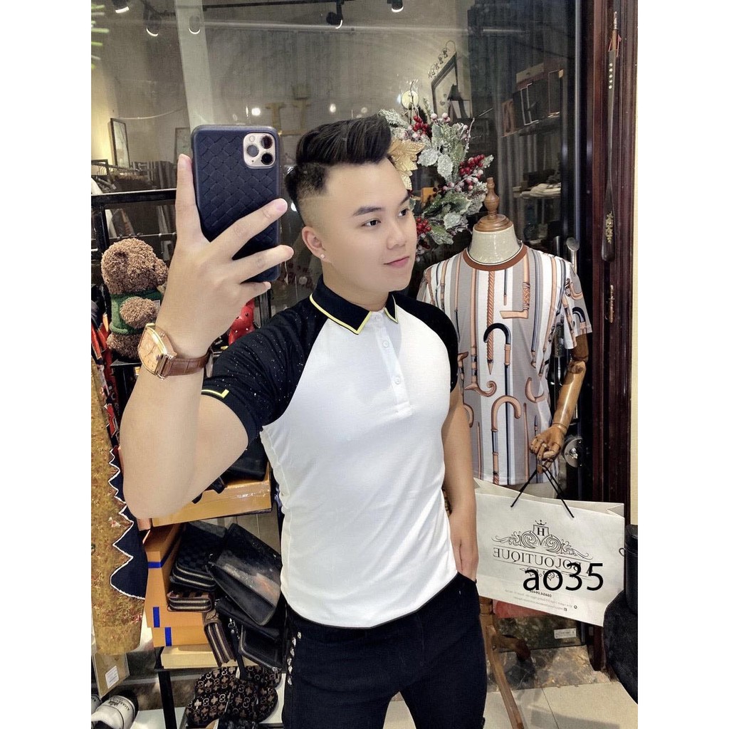 Áo thun nam đẹp polo tay ngắn cổ trụ in họa tiết BT giá rẻ cao cấp AHFASHION