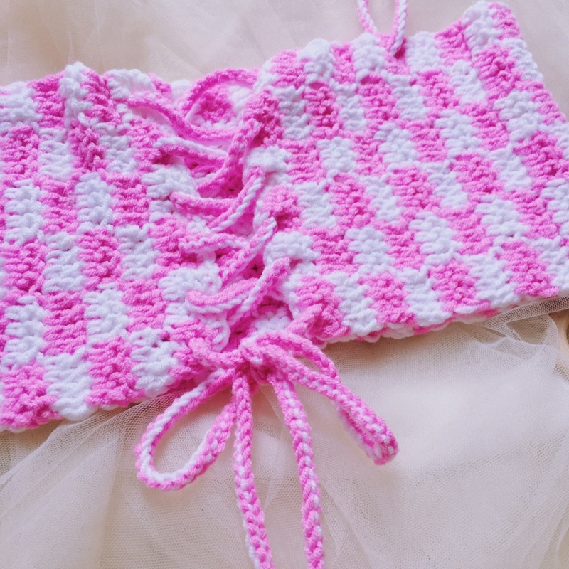 Áo Quây Ngực Len Móc -Croptop Len - Bralette Len - Bikini Len Móc - xanhlanhes