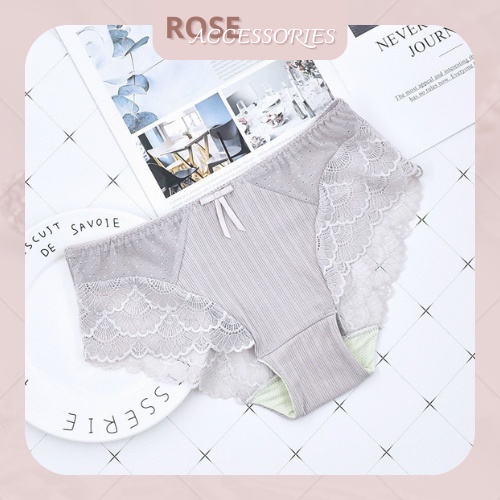 Quần lót nữ cao cấp cotton viền ren sexy màu thoáng mát thời trang Rose Accessories QL06