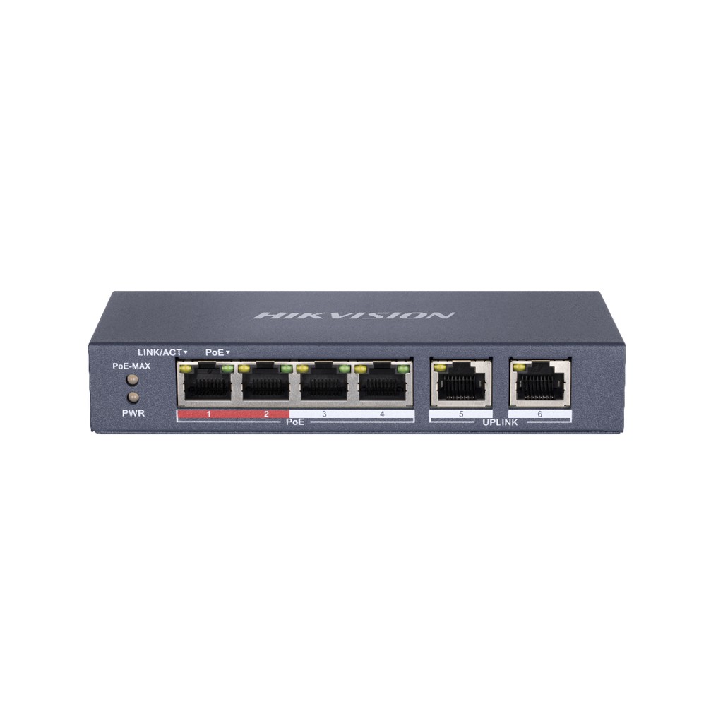 Switch mạng 4 cổng PoE Hikvision DS-3E0106P-E/M 2 cổng uplink 10/100Mbps