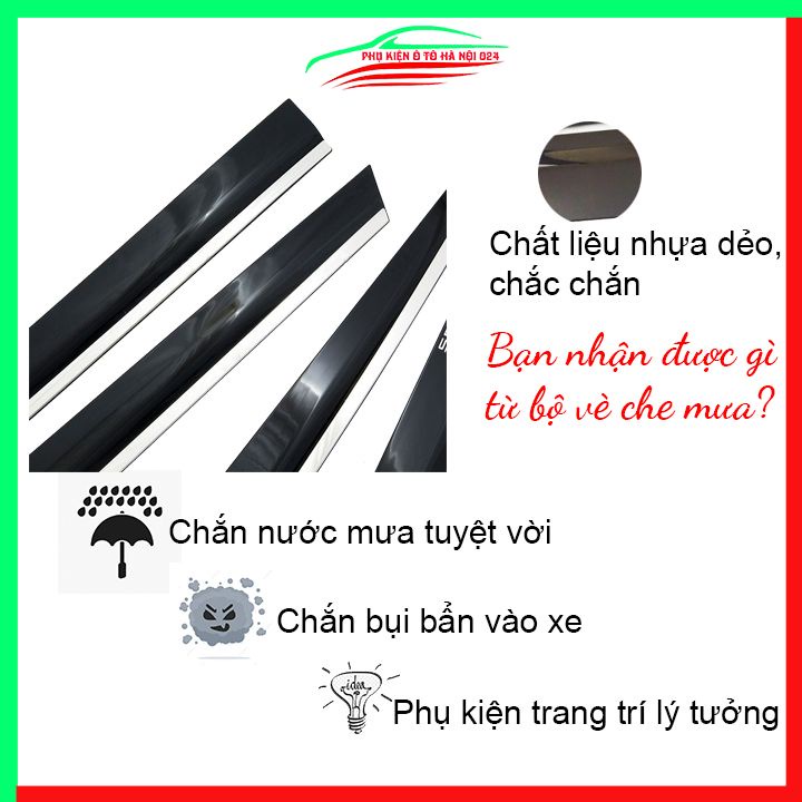 Vè che mưa ô tô Seltos 2020 2021 chỉ inox cao cấp