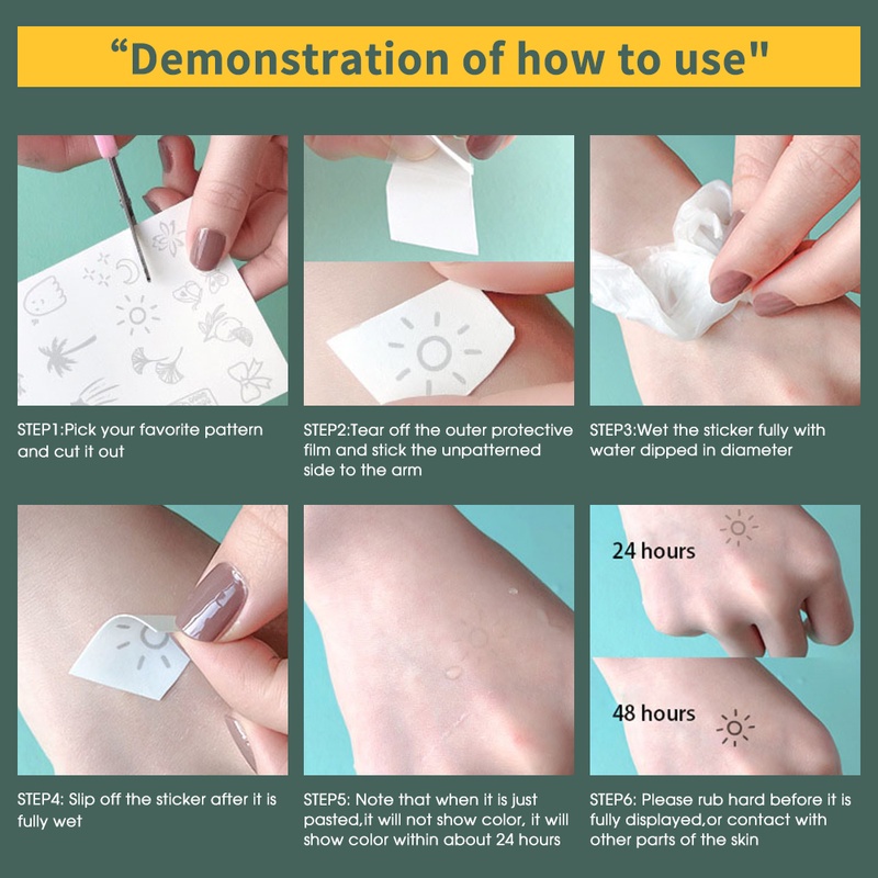 Set 5 Hình Xăm Dán Tạm Thời Chống Nước Họa Tiết Hoạt Hình