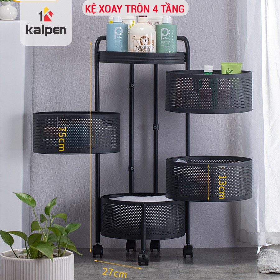 KỆ XOAY TRÒN Đựng Rau Củ Đồ  Dùng Đa Năng Thông Minh 3 Tầng 4 Tầng 5 Tầng Kalpen, Bh 24 Tháng, RHQM