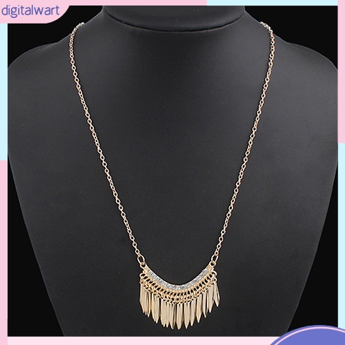 Vòng Cổ Choker Dài Màu Vàng Đính Đá Tua Rua Thời Trang Dành Cho Nữ