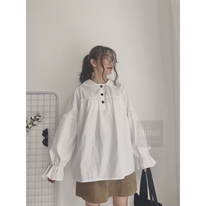 SOMI CỔ SEN 3 CÚC TAY XOÈ THẮT NƠ ( ẢNH THẬT)  SƠ MI | BigBuy360 - bigbuy360.vn