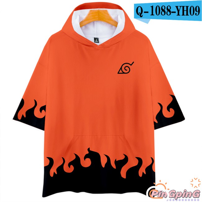 Áo Hoodie Ngắn Tay In Họa Tiết Naruto 3d Cá Tính