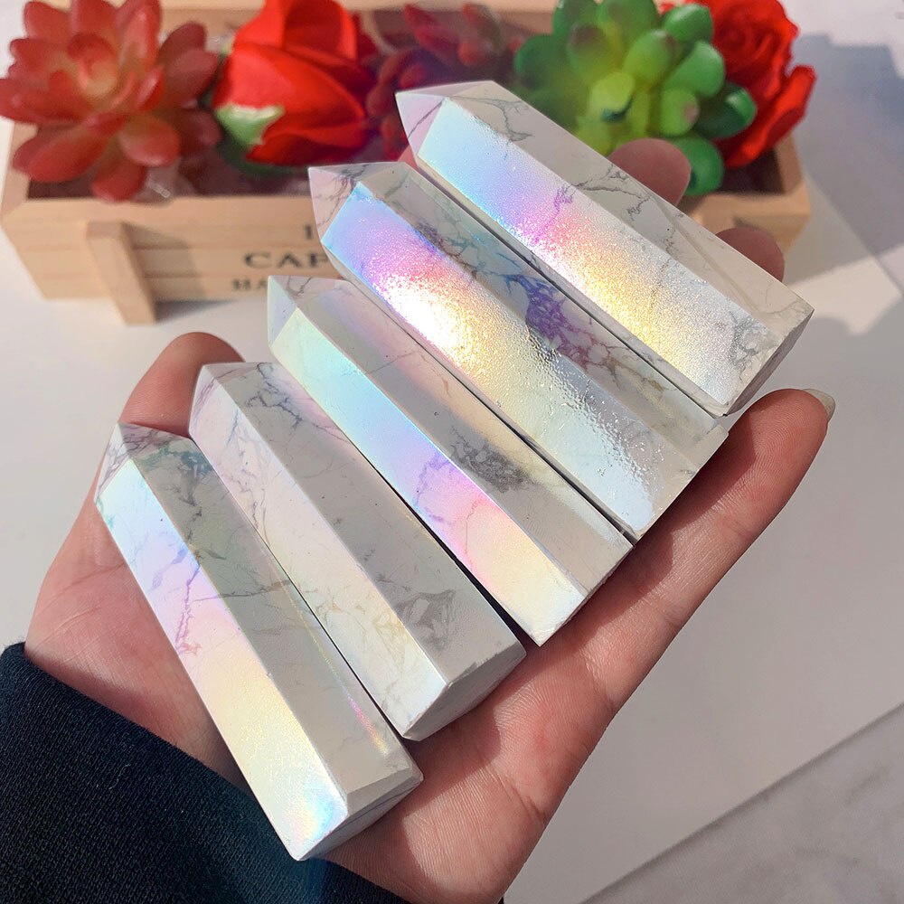 Thanh Đá Thạch Anh Tự Nhiên Màu Cầu Vồng Dùng Trang Trí