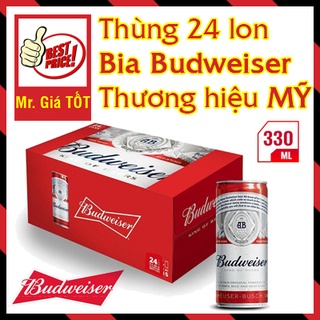 Bia Budweiser Thương hiệu bia Mỹ thượng hạng - Thùng 24 lon cao 330ml