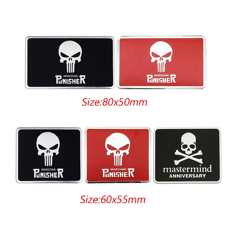 Miếng Dán Trang Trí Xe Hơi Hình Đầu Lâu Mastermind Bằng Kim Loại