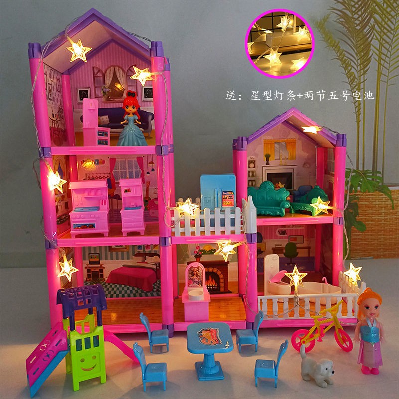 lâu đài công chúa cô gái chơi đồ biệt thự mô phỏng búp bê Barbie bộ nội thất quà tặng sinh nhật cho trẻ em