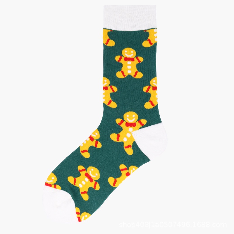 Đôi vớ WAFNHA D514 cổ cao bằng cotton dày dặn họa tiết giáng sinh thời trang thu đông cho nam và nữ