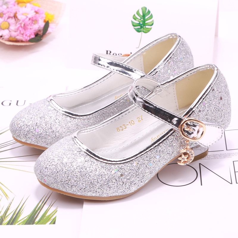 Giày cao gót mũi nhọn đính sequin lấp lánh thời trang dành cho bé gái