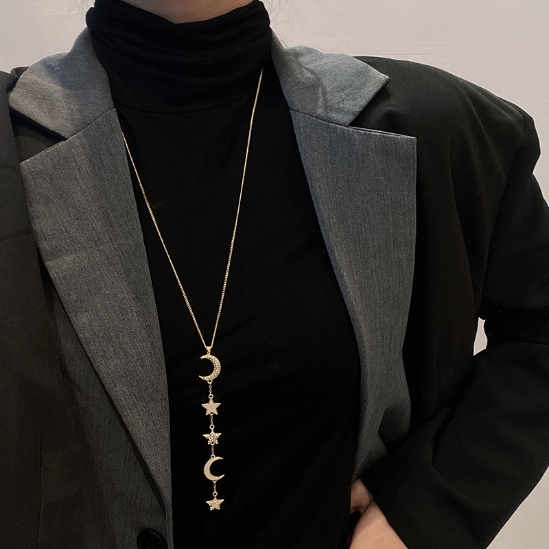 Vòng cổ Mặt Ngôi Sao Và Mặt Trăng Đính Đá 2022 Sang Trọng