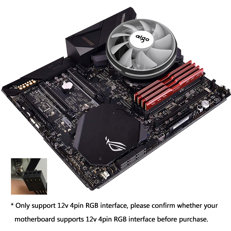 Aigo CPU Cooler 120mm PWM Fan 12V 4Pin RGB Air CPU Cooling Computer LGA 1150 1151 1155 1366 I3 I5 I7 AM3 AM4 Quiet PC CPU Cooler