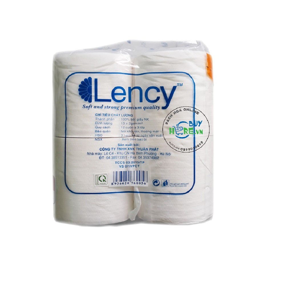 Giấy vệ sinh Lency 12 cuộn 3 lớp