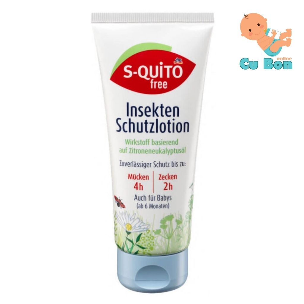 Kem Chống Muỗi Và Côn Trùng Cắn S-quito Free Cho Trẻ Sơ Sinh Và Trẻ Em, 100 ml của Đức