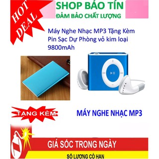 MP3 máy nghe nhac tặng kèm pin sạc vỏ nhôm siêu khủng dung lượng 9800mAh