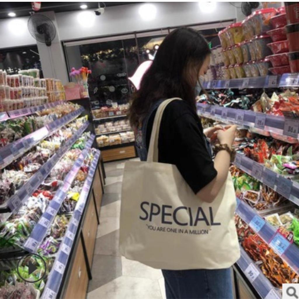 Túi Tote Túi Vải Canvas Phong Cách Hàn quốc, Có Khóa Miệng Ngăn Phụ bên Trong Thời Trang ulzzang-Nior Store