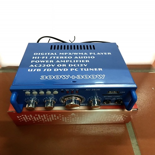 AMPLY MINI 12v 220v bluetooth AV-263B hàng xịn loại 1 (có nút lặp lại bài)