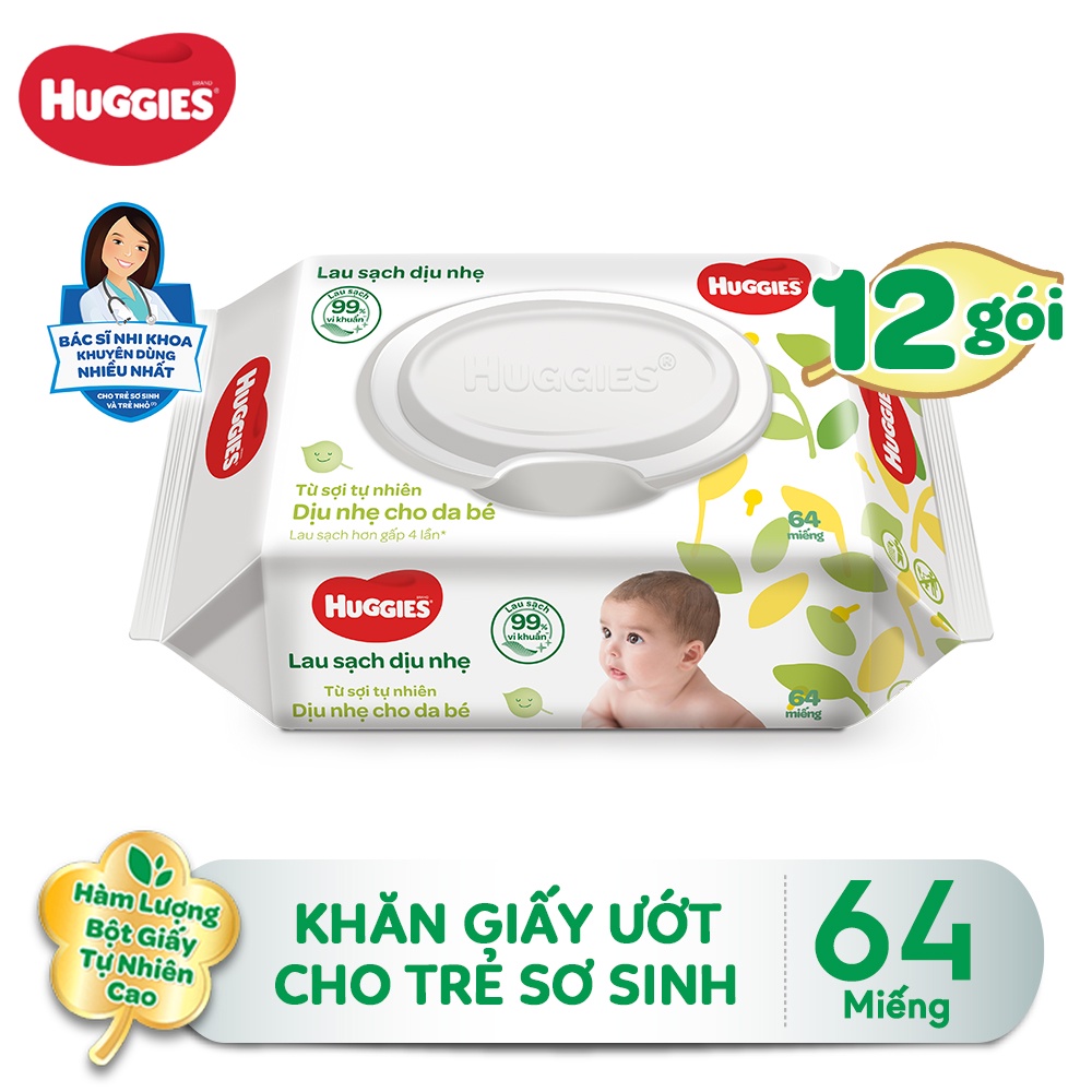 (Hàng khuyến mãi)Khăn giấy ướt Huggies không mùi 64 tờ,khăn ướt diệt khuẩn không mùi cho bé hàng chính hãng mamamy