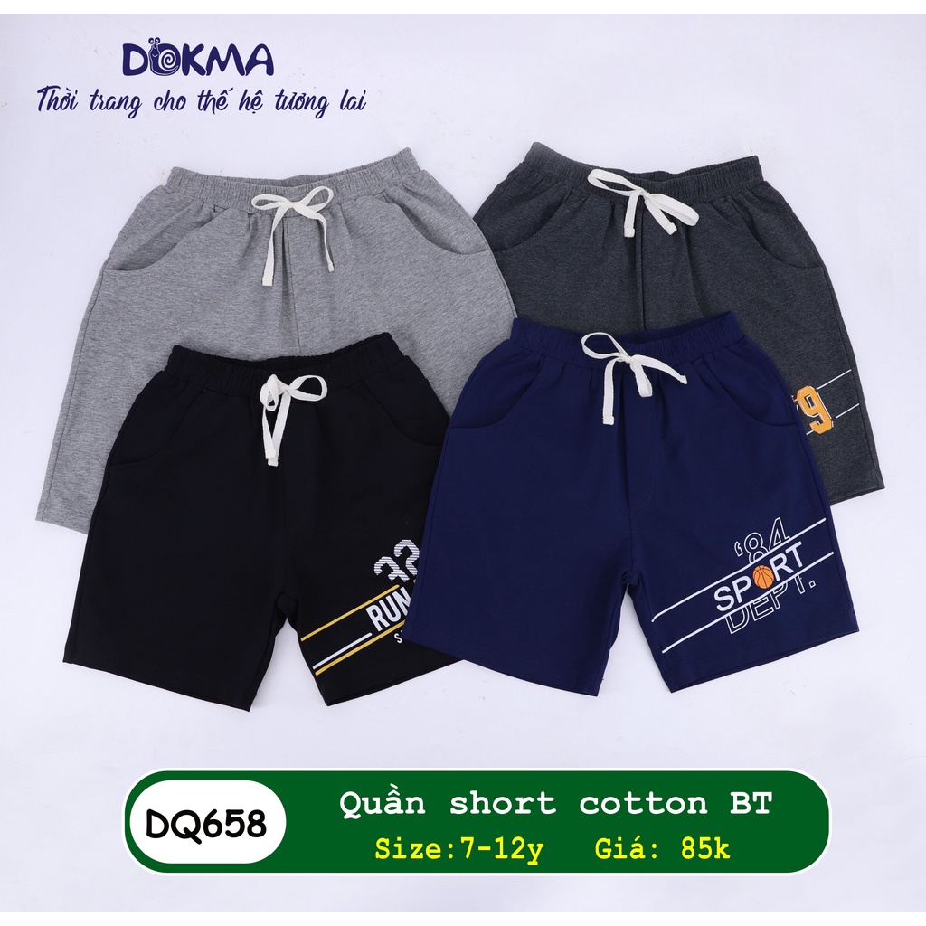 (8-&gt;12 tuổi) Quần đùi bé trai Dokma - 100% cotton siêu mềm mát (DQ658)