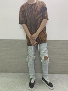 Champion small logo brown tie dye waxed