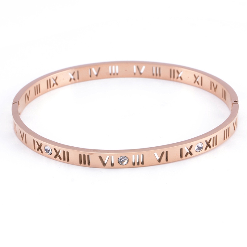 Vòng tay titan màu vàng hồng khảm đá nhân tạo thời trang cho nữ | BigBuy360 - bigbuy360.vn