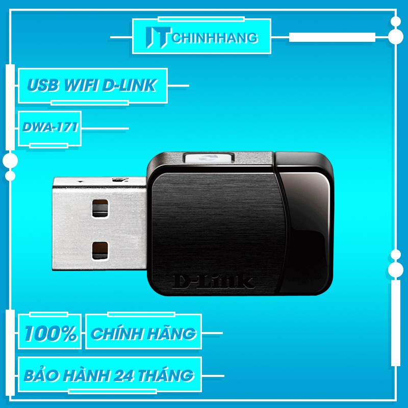 USB Wifi D-LINK DWA-171 băng tần kép chuẩn AC600 - Hàng Chính Hãng