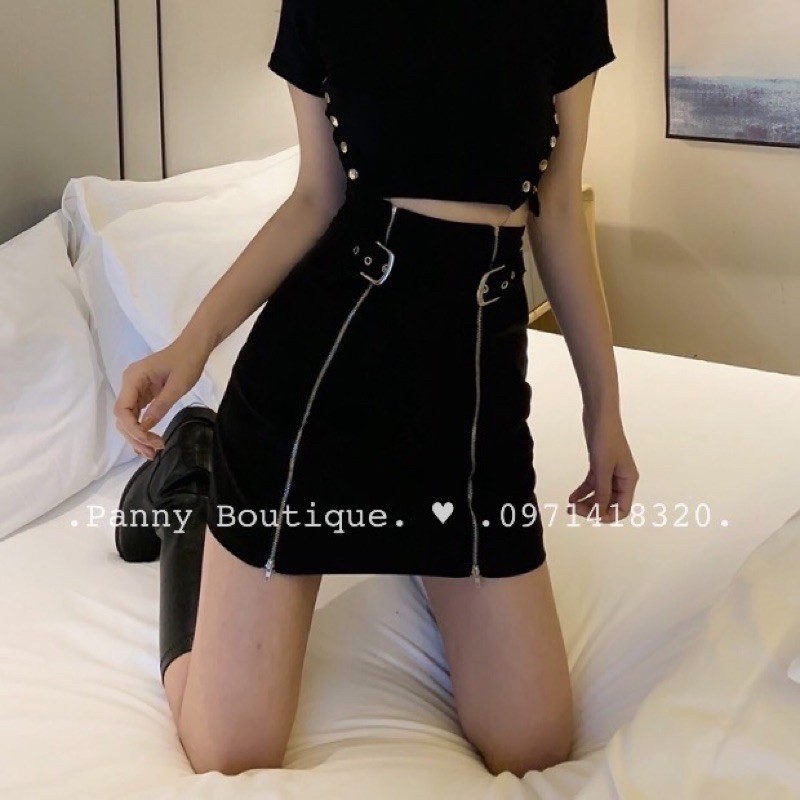 Chân đầm kéo khoá khuy cài cá tính, style ulzzang Hàn Quốc 🌻 Panny Boutique 🌻
