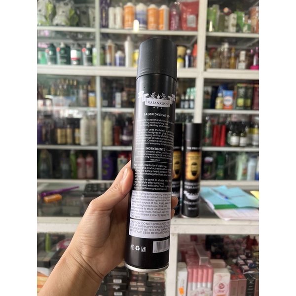 Keo xịt tóc , gôm HIGHAMPIFY  barber hình đài lâu  chai màu đen420 ml  xịt cứng tóc vừa dễ tạo nếp giữ nếu lâu
