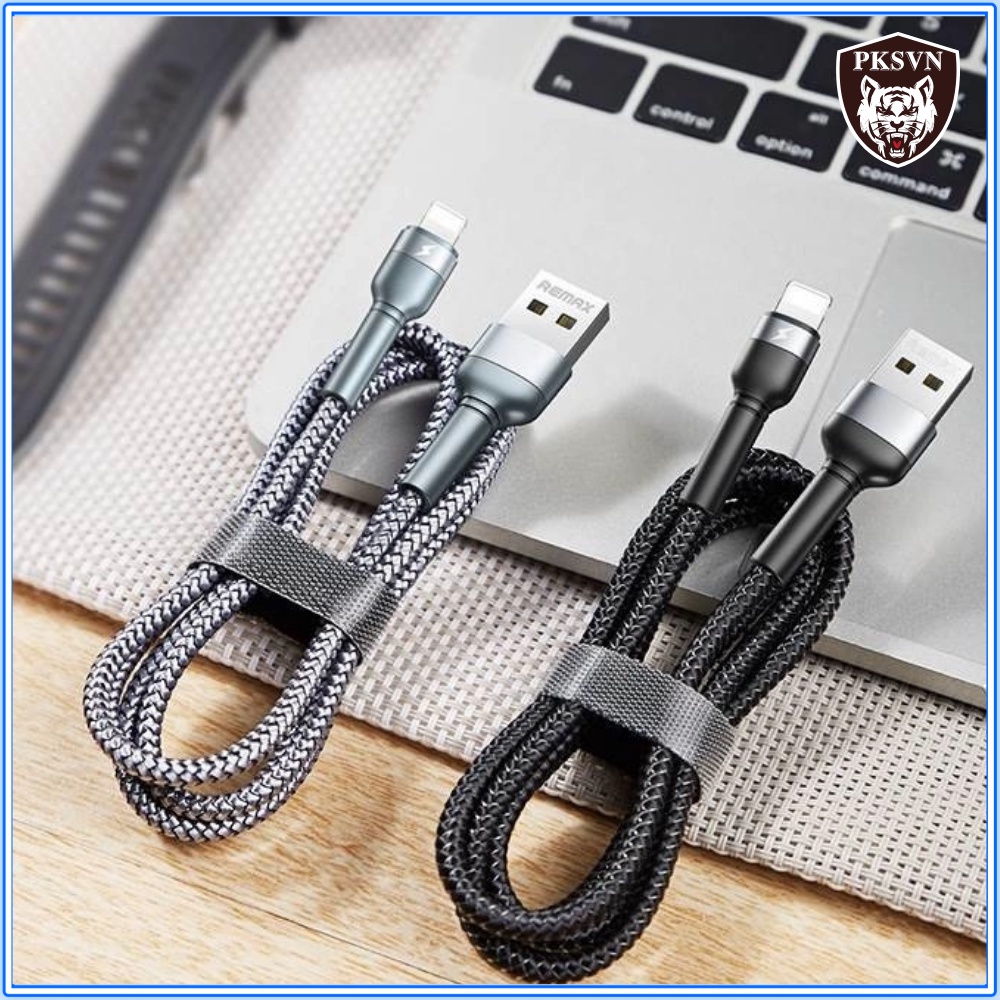 Dây sạc Nhanh chính hãng Remax RC-124i Dây Dù chống gãy gập, Hỗ trợ Sạc nhanh 12w cho 13 Pro max trở xuống -Bảo Hành 12T