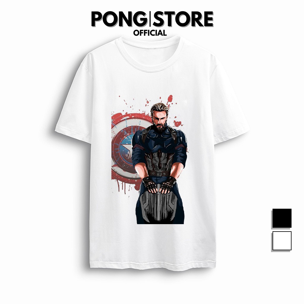 Áo thun tay lỡ form rộng nam nữ BST CAPTAIN AMERICA - Áo thun unisex cổ tròn chất thun co giãn thoáng mát PONGSTORE