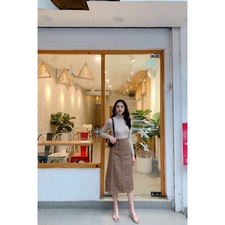 Chân váy dạ kẻ