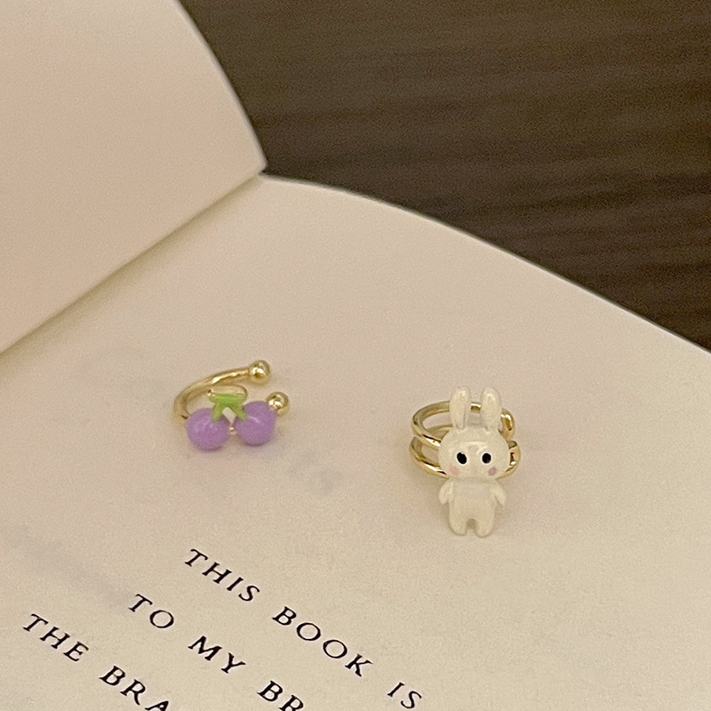 Bông Tai Kẹp Không Xỏ Hình Tai Thỏ Cherry Thời Trang Mùa Hè Hàn Quốc Dễ Thương 2022