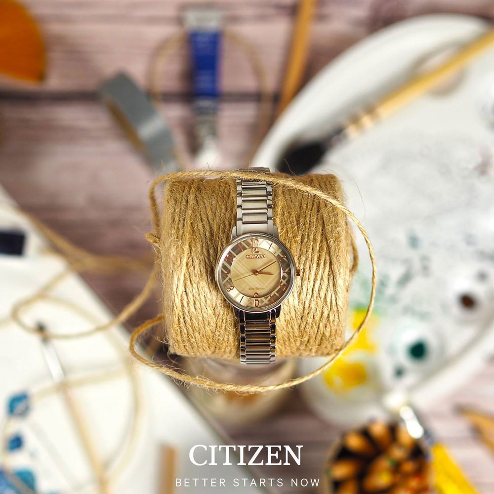 Đồng Hồ Nữ Citizen Dây Thép Không Gỉ EM0526-88X - Mặt Vàng