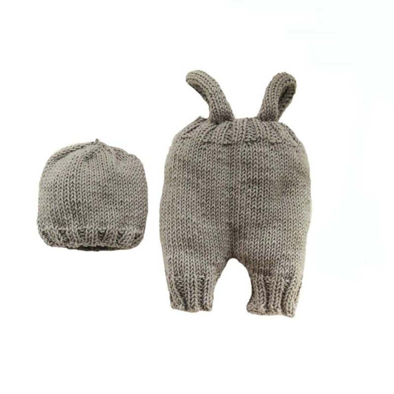 Set 2 món đồ đan len thủ công làm phụ kiện chụp ảnh cho bé sơ sinh handmade