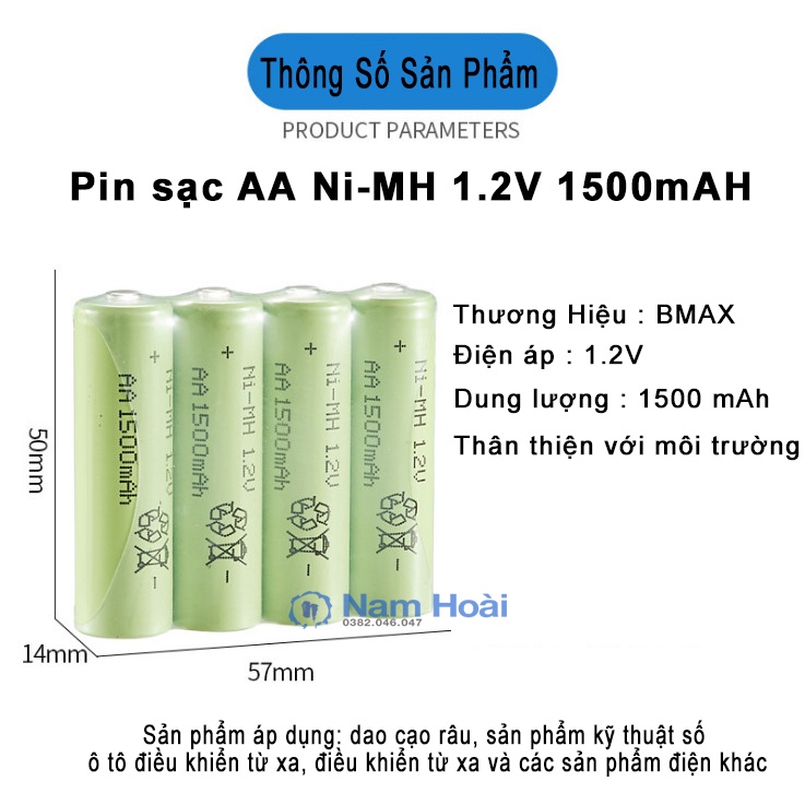 Pin sạc BMAX AA/AAA Ni-MH 1200, 1500 mAh 1,2V