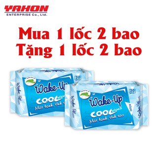 MUA 1 LỐC TẶNG 1 LỐC- COMBO 2 KHĂN ƯỚT WAKE-UP  20 MIẾNG/GÓI