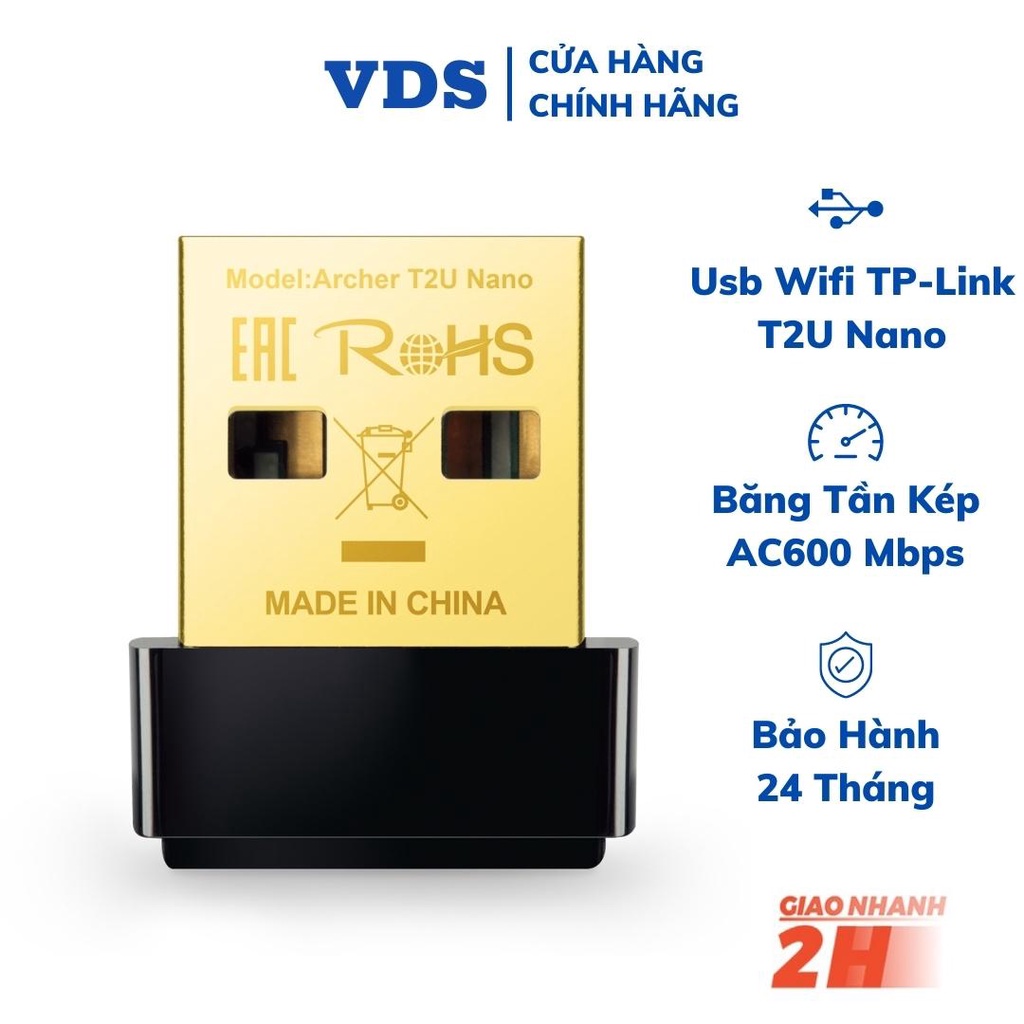 Usb thu wifi không dây TP Link băng tần kép AC600 Archer T2U Nano usb wifi cho pc laptop