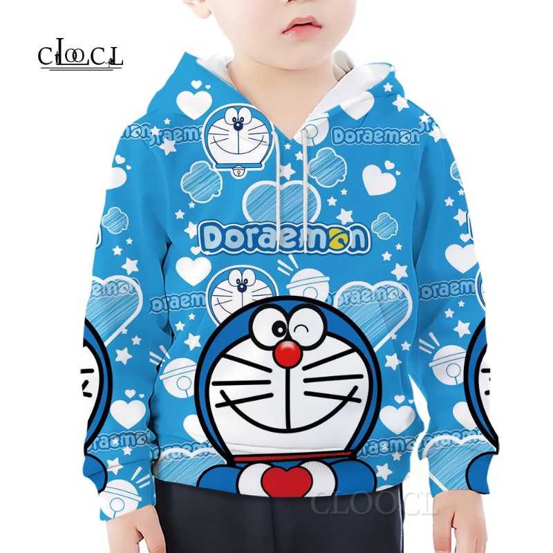 Áo Hoodie In Hình Doraemon Thoải Mái Thời Trang Cho Bé Trai Và Gái