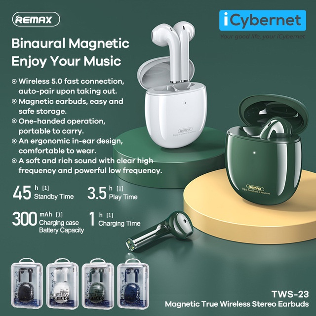 Tai nghe bluetooth True Wireless thời trang Remax TWS-23 - Hàng chính hãng