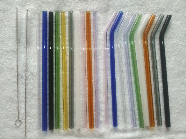 Ống hút thủy tinh đủ màu dài 20cm cong và thẳng | BigBuy360 - bigbuy360.vn