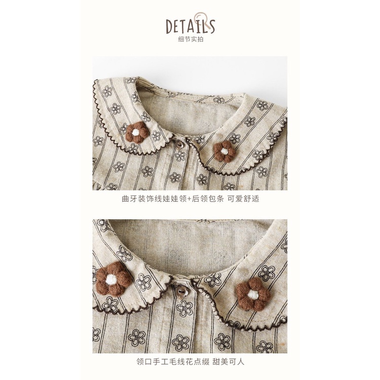 [Babycat] Áo Sơ Mi Cotton Trơn Dáng Rộng In Hình Phong Cách Nhật Bản Hàn Quốc Thời Trang Mùa Thu Đơn Giản Dành Cho Bé Gái
