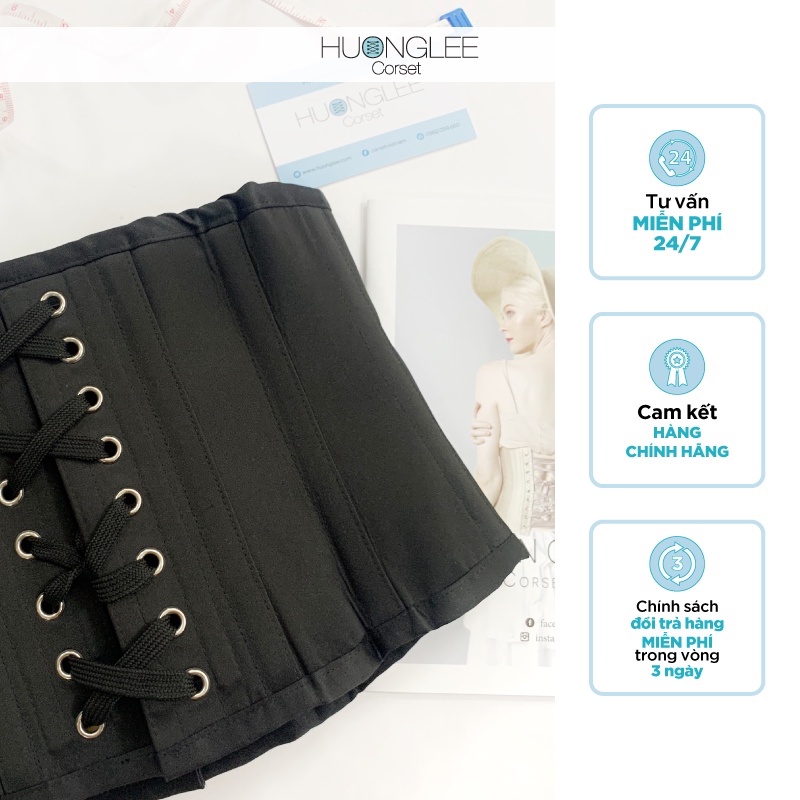 Đai Gen Nịt Bụng Corset 12 Xương Ngắn Chất Liệu Satin Bóng Hỗ Trợ Giảm Eo Giảm Mỡ Bụng Hiệu Quả