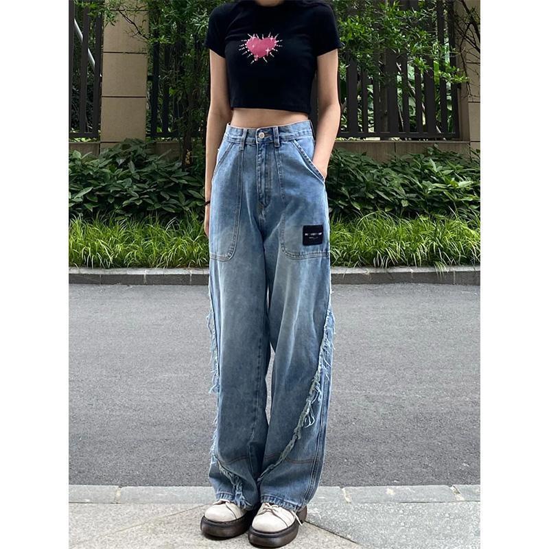 Quần Jeans Nữ Cạp Cao Ống Rộng Thời Trang Mùa Hè Mới