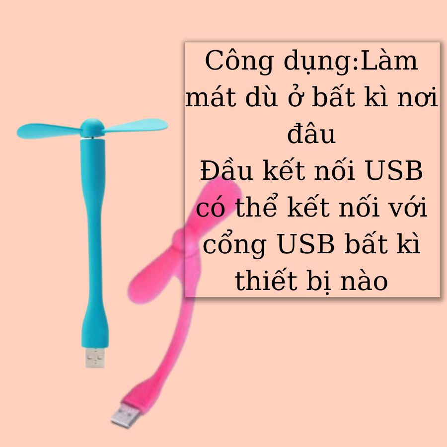 Quạt Mát USB 2 Cánh Dẻo Kết Nối Với Cổng USB Của Máy Phun Sương Máy Xông Tinh Dầu Laptop Sạc Đa Năng