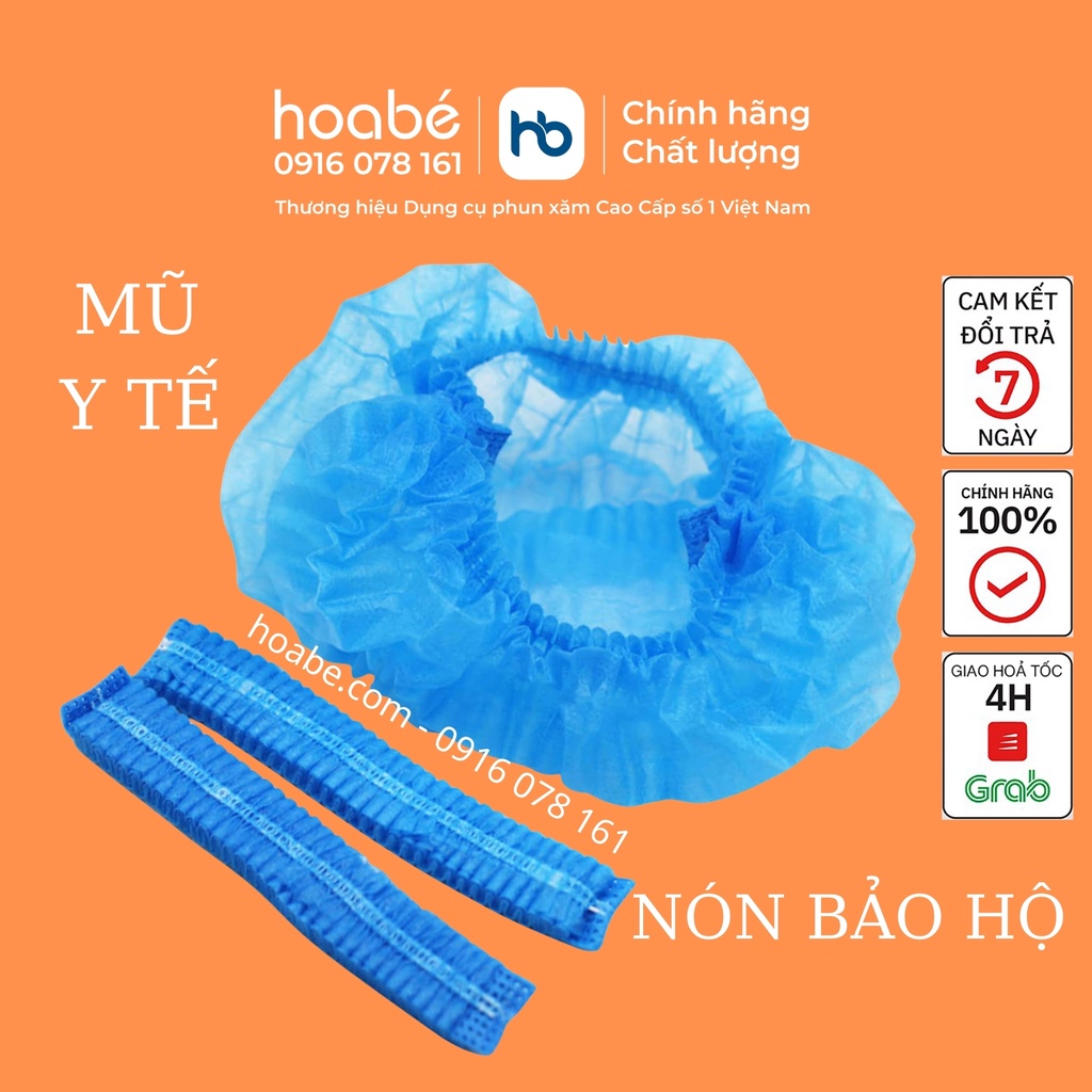 Nón bảo hộ mũ y tế trùm đầu con sâu dùng 1 lần màu xanh trắng an toàn tiện lợi giá rẻ 100 chiếc - DCPX HOA BÉ